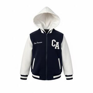 Ocean Beach Sportswear Navy & White San Francisco CA Varsity Jacket Boys Size L